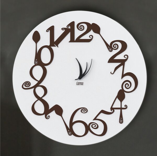 Orologio da parete il legno rotondo Diametro 55x5 cm con intarsi Girotondo dei Cucchiai in legno Tagliato al laser in legno bianco weng�