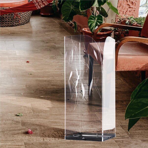Portaombrelli Moderno in plexiglass decorazione Laser VIENNA 20x50xh50 cm in vaschetta in metallo lucido
