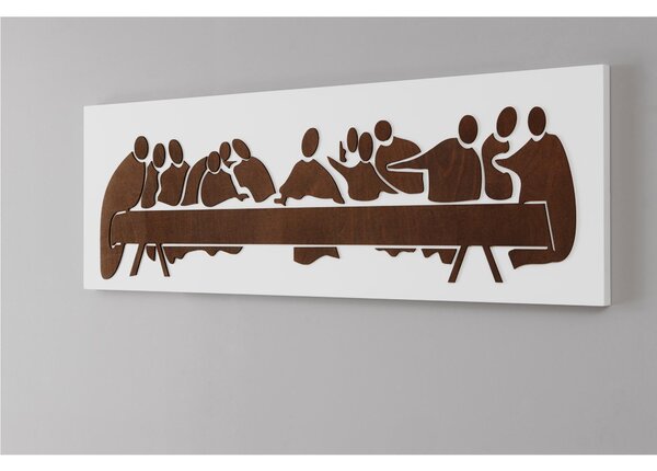 Quadro sacro Ultima Cena decoro in legno taglio laser 30x18xh1,5 cm colore bianco Weng�
