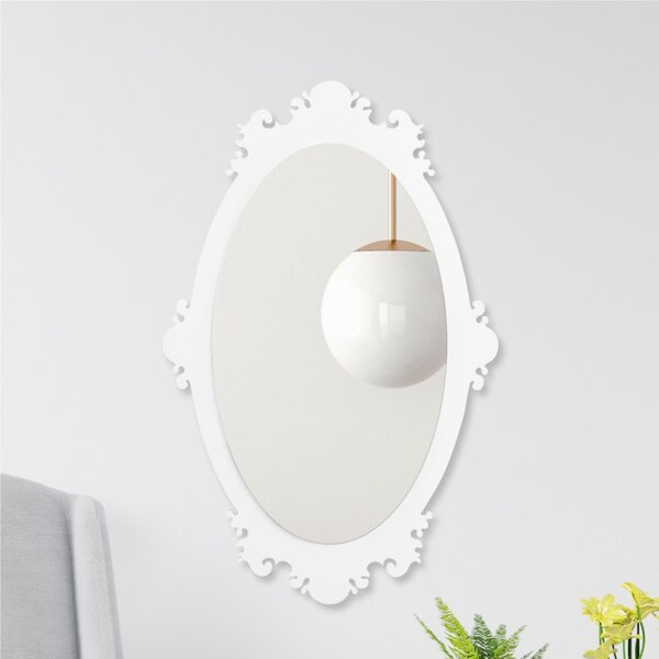 Specchiera da parete Ovale Retr� in legno tagliato al laser 84x54xh 6 cm cornice colore Cornice bianco