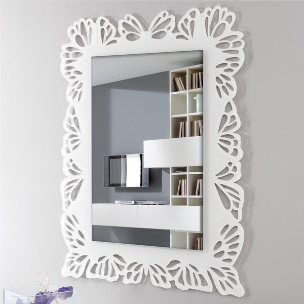 Specchiera da parete in Plexiglas tagliata al laser BUTTERFLY 110x80xh 8 cm -posizionabile orizzontale o Verticale cornice colori Bianco