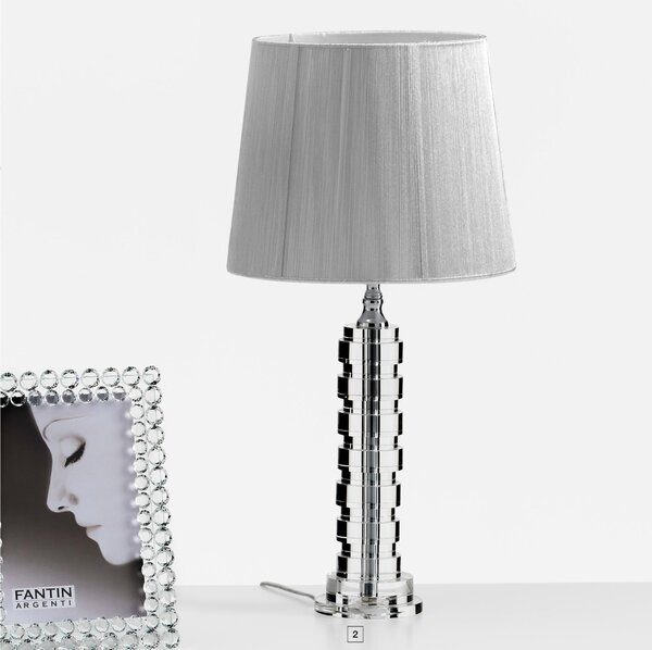 Lampada da tavolo in cristallo DISCHI H52 cm con paralume Colore argento