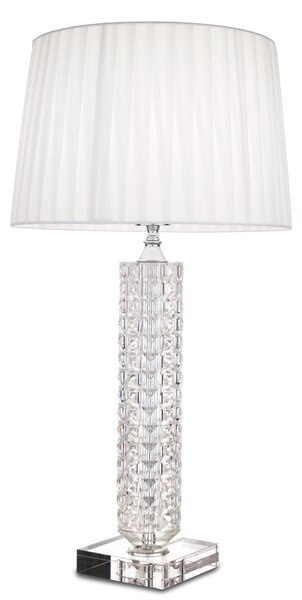 Lampada da tavolo in Cristallo taglio diamante diametro 13x13xh 65,5 cm con paralume 38x38 cm