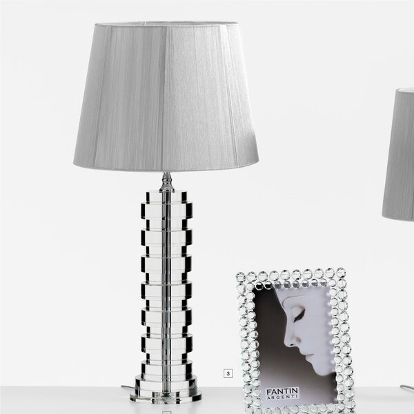 Lampada da tavolo in cristallo DISCHI H72 cm con paralume Colore argento