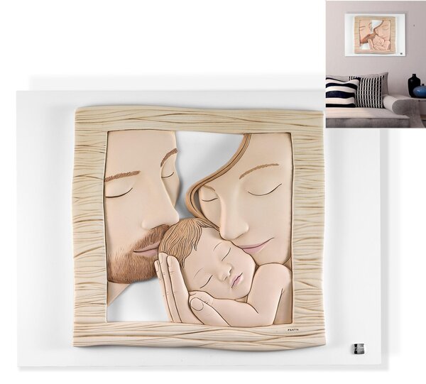Quadro Sacra famiglia in resina bicolor Medio 26x20 cm immagine in resina bicolore pu� essere appeso o appoggiato