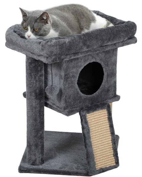 PawHut Albero tiragraffi con tappetino tiragraffi in iuta, piattaforma per sdraiarsi, pallina da gioco, casa per gatti, Beige, 40 x 40 x 57 cm | Aosom Italy