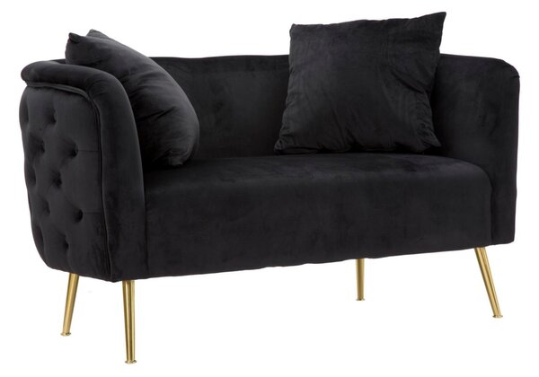 Divanetto in Velluto telaio in metallo Dorato BUCAREST Dimensioni 127x74x h71 cm peso 21 kg rivestimento completamente sfoderabile colore nero