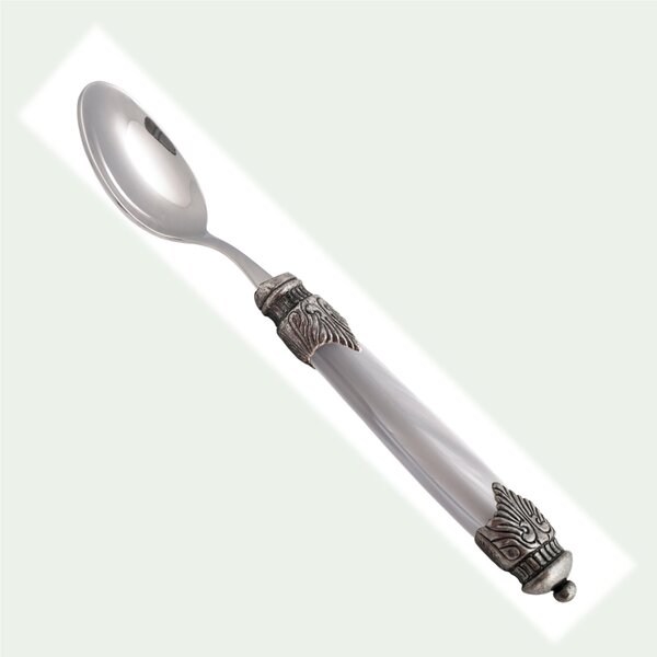 Cucchiaino da Caff� Arianna Set di 6 cucchiaini in acciaio 18.10 AISI430 Lunghezza 16,5 cm effetto madreperlato con ghiera metallica lavabile in lavastoviglie Grigio