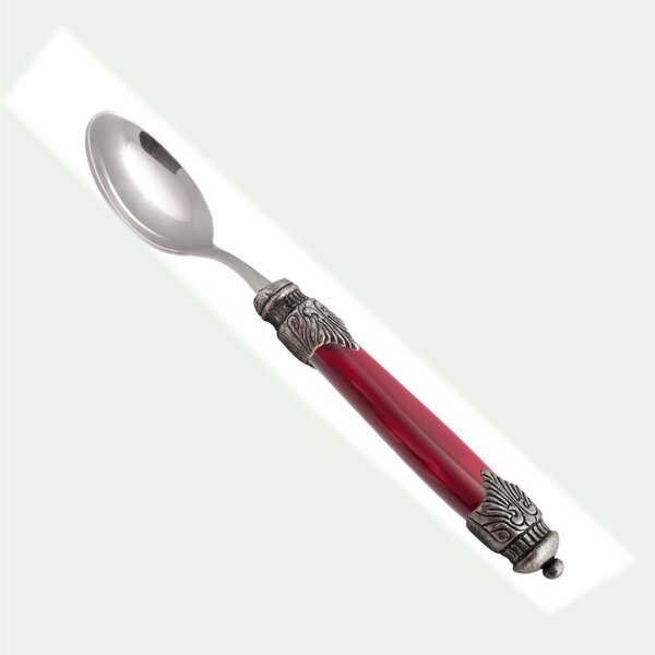 Cucchiaino da Caff� Arianna Set di 6 cucchiaini in acciaio 18.10 AISI430 Lunghezza 16,5 cm effetto madreperlato con ghiera metallica lavabile in lavastoviglie Bordeaux
