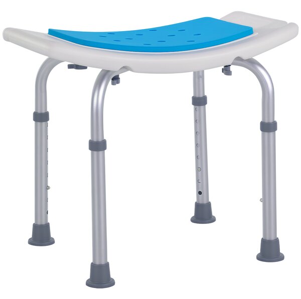 HOMCOM Sgabello per Doccia da Bagno in Lega di Alluminio e Plastica Antiscivolo, Altezza Regolabile 6 Livelli 39-51cm|Aosom