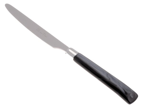 Coltello tavola seghettato MOD Giada Set di 6 Pezzi in acciaio 18.10 Lunghezza 26 cm manico in PBT lavabile in lavastoviglie colore Nero
