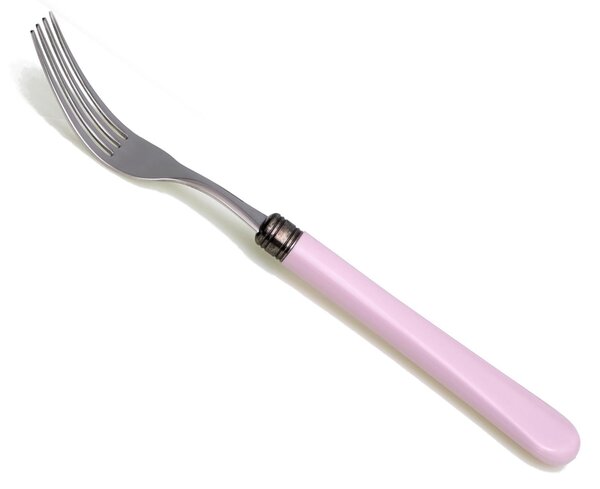 Forchetta da tavola Modello Giulietta Set di 6 Pezzi in acciaio 18.10 Lunghezza 21 cm manico in PBT lavabile in lavastoviglie Rosa