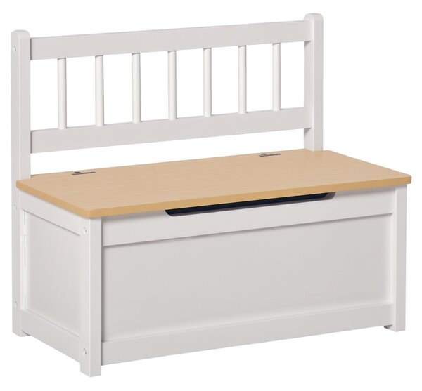 HOMCOM Cassapanca Contenitore in legno per Bambini Cassapanca 2 in 1 in Legno portagiochi con Pistone per Chiusura Sicura,60x30x50cm|Aosom