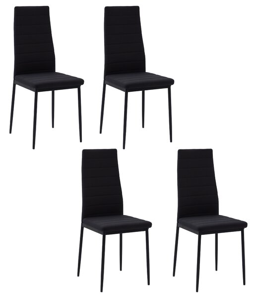 HOMCOM Set 4 Sedie per Soggiorno Imbottite in Tessuto, Sedie Sala da Pranzo Moderne con Gambe in Metallo, Capacità 120 kg, Nero | Aosom Italy
