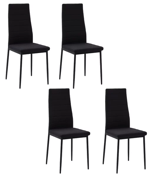 HOMCOM Set 4 Sedie per Soggiorno Imbottite in Tessuto, Sedie Sala da Pranzo Moderne con Gambe in Metallo, Capacità 120 kg, Nero | Aosom Italy