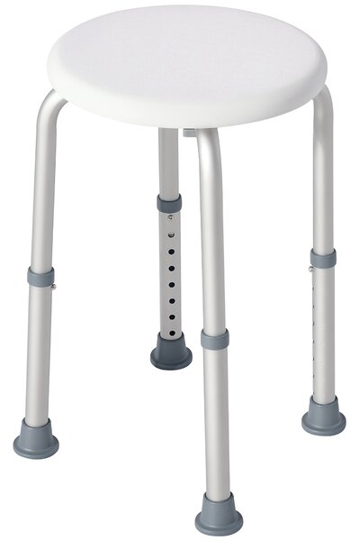 HomCom Sgabello bagno, Sgabello doccia regolabile in altezza Sgabello antiscivolo, bianco|Aosom