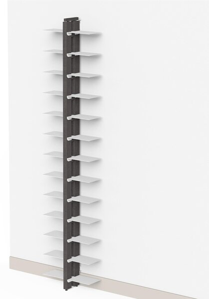 Libreria verticale DOPPIA Fissaggio a parete ZIA BICE 17x42xh 200 cm con struttura e bacchette in legno massello di faggiore evaporato colore NERO. Mensole in acciaio smaltato
