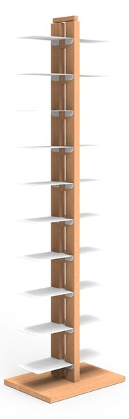 Libreria verticale a colonna DOPPIA ZIA BICE 42x30xh 155 cm con struttura I in legno massello di faggio evaporato colore Naturale Mensole in acciaio smaltato