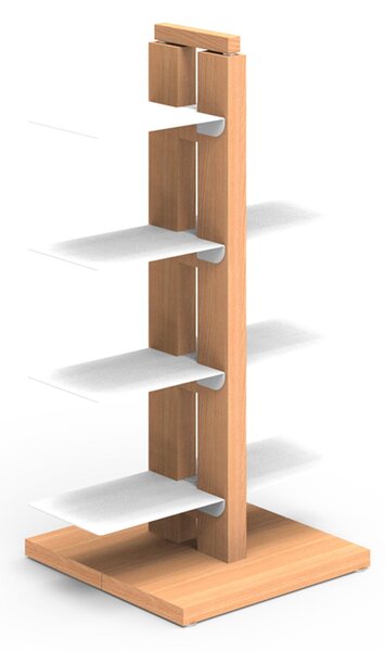 Libreria verticale a colonna DOPPIA ZIA BICE 42x30xh 65 cm con struttura I in legno massello di faggio evaporato colore Naturale Mensole in acciaio smaltato