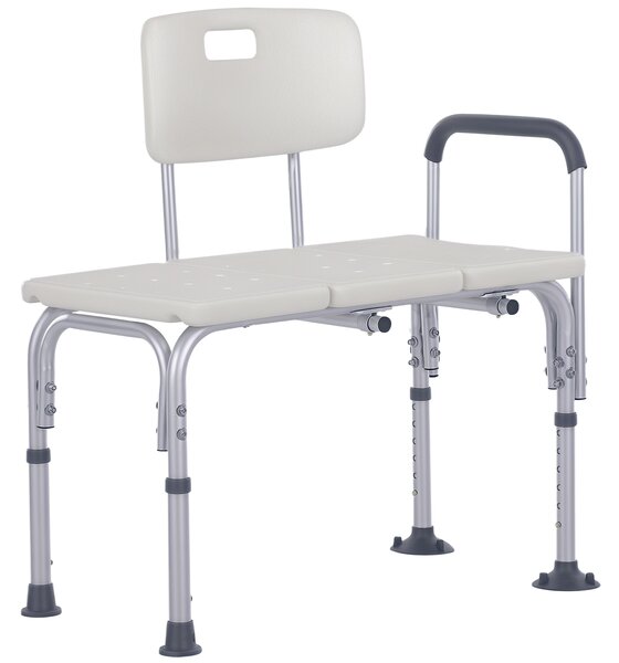 Homcom Sedia da Doccia con Altezza Regolabile su 6 Livelli, Piedini e Bracciolo Antiscivolo, Ampia Seduta (68.5x40.5cm)|Aosom