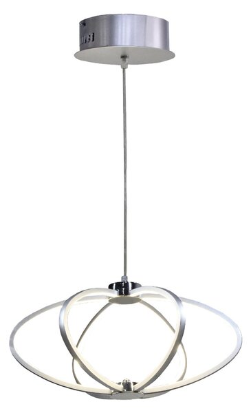 Lampada a sospensione a LED SHINE 1 in acciaio e policarbonato 40x40xh120 cm 26 W- 1700 Lumen , colore silver satinato