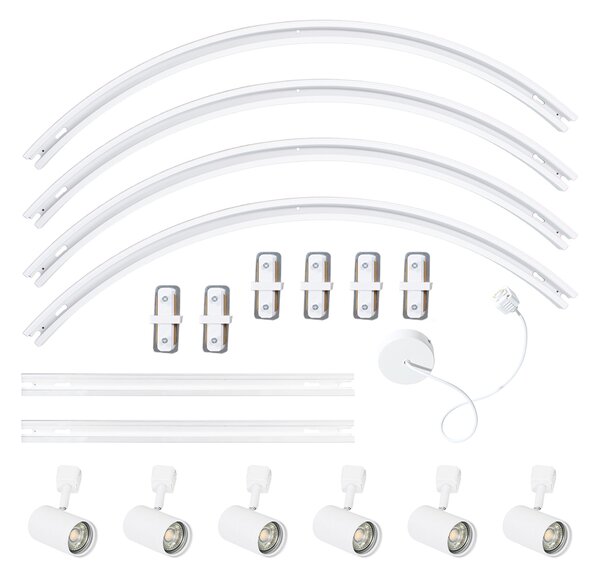 Sistema di illuminazione a binario moderno con 6 faretti bianchi monofase ovale 100 cm - Iconic Jeana
