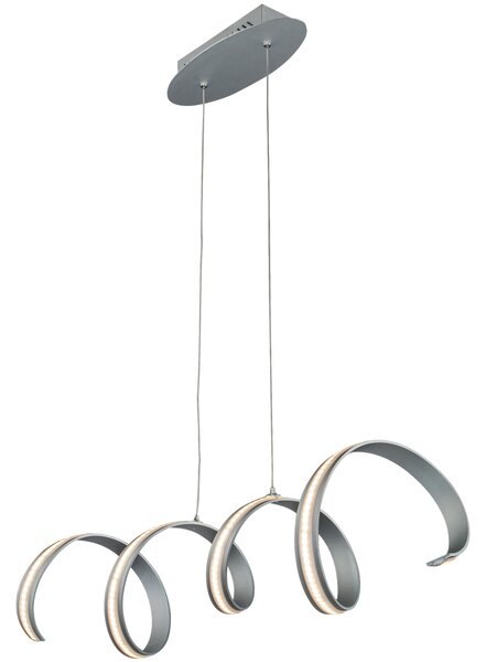 Lampada a sospensione a LED SHINE 3 in acciaio e policarbonato 70x20xh120 cm 30 W- 2700Lumen , colore silver satinato