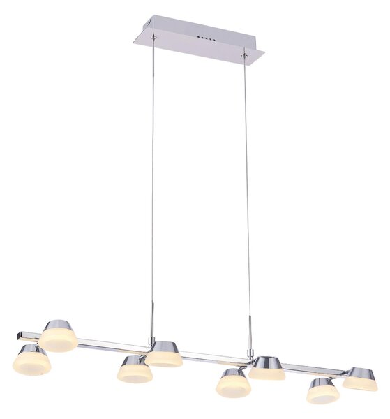 Lampada a sospensione a LED NADINE in Acciaio e VETRO OPAL 80x22xh filo 120 -10cm - 48 W- 1790 Lumen Colore CROMO