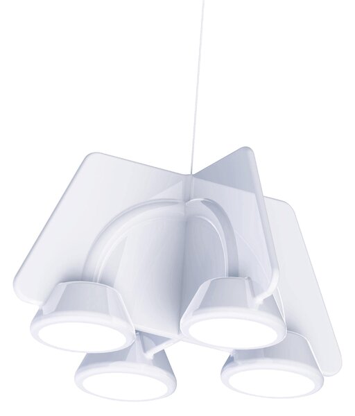 Lampada a sospensione a LED TWIN in acciaio e policarbonato 60x60xh120 cm 36 W- 2250 Lumen Bianco