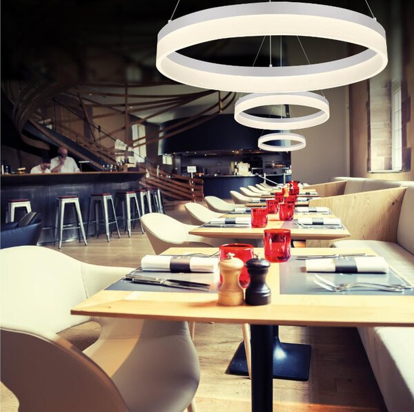Lampada Da Soffitto a LED RING O'LITE in Alluminio e Metacrilato 80x80xh 120 cm- 41 W- 3330 Lumen Colore bianco