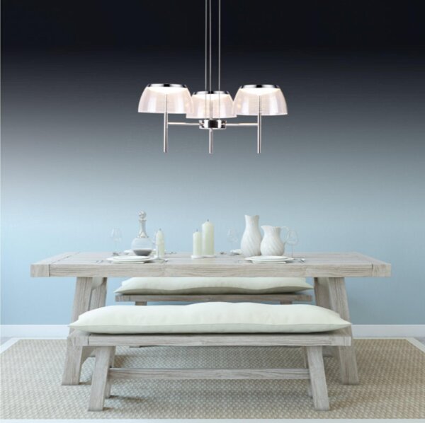 Lampada Da Soffitto LED TORCH in Alluminio e Policarbonato 60x60xh 1200 cm- 24 W- 2150 Lumen finitura Colore cromata