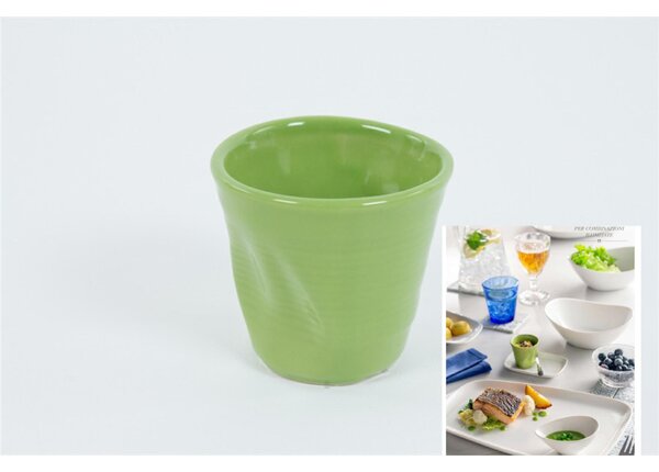 Bicchiere in Gres accartocciato caff� in Gres DEVOTION TO COLORS 6,5x6,5xh6 cm - cl 11 confezione 6 pezzi verde
