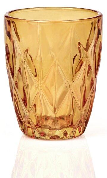 Bicchieri Acqua Tumbler Drink 6 pezzi diametro 8xh10 cm - 250 Ml in vetro pressato adatto alla lavastoviglie colore Ambra