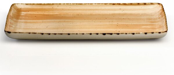 Rettangolare, Vassoio in GRES Alta Cucina 30x18cm lavabile in lavastoviglie, adatto al microonde decoro sotto smalto colore Zenzero Beige