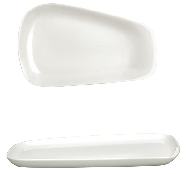 Piatto da portata TRAPEZIO in porcellana alluminica al 30 % MIAMI 29x18xh2 cm lavabile in lavastoviglie, ideale per la ristorazione anti sbeccatura