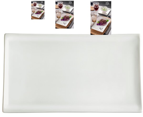 Piatto Rettangolare da portata in porcellana alluminica al 30 % MIAMI 28x14xh1,7 cm lavabile in lavastoviglie, ideale per la ristorazione anti sbeccatura