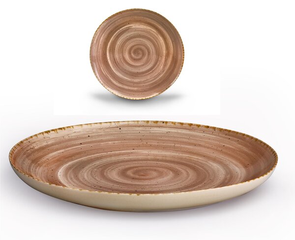 Piatto Grande , pasta, portata in GRES Alta Cucina diametro 32,5x3,5 cm lavabile in lavastoviglie, adatto al microonde decoro sotto smalto colore Grigio cumino
