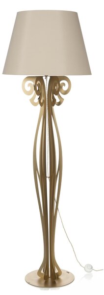 Lampada da terra raffinata CIRCEO in metallo, dimensioni 60x h 180 cm, forma di reticolato, simile a una classica piantana colore oro con paralume colore Sabbia