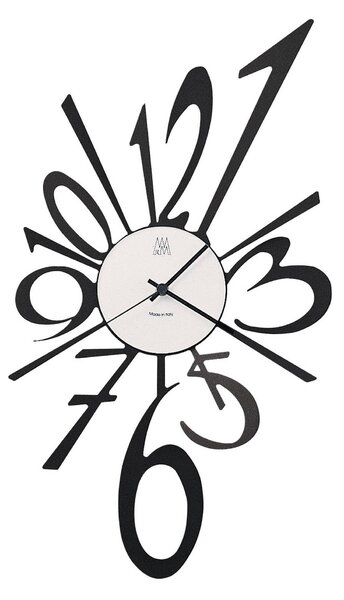 Orologio da parete numeri di diverse dimensioni conferiscono all'orologio un design irregolare e dinamico BING BANG in metallo, 31x h 55cm, colore Nero Goffrato