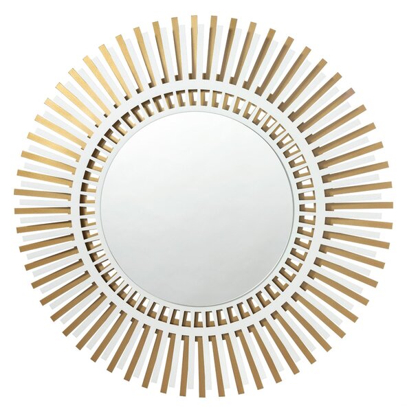 Specchio da parete moderno a raggiera NARCISO circolare, Diametro 90 cm, Lo specchio � composto da tre componenti. La base ha una forma a raggiera e contiene l'attacco alla parete