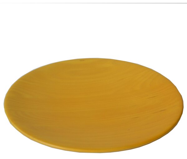 Centrotavola, portafrutta in Legno di Ontano diametro 40xh 3,5 cm colore Giallo