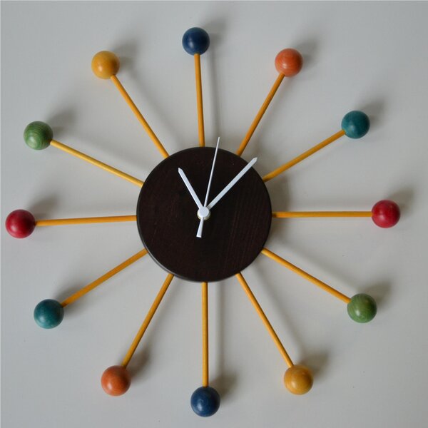 Orologio da parete BALL CLOCK in legno di tiglio 42x42cm ogni raggio uguale ad un Ora Wengh� Multicolor