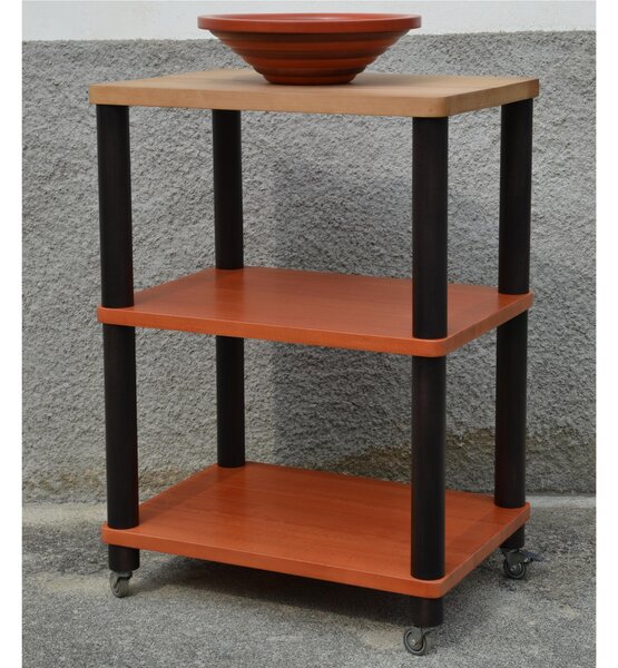 Carrello da cucina in legno con ripiani in massello 50x70xh100 legno di mogano colorato e ripiani in massello Wengh� paprika