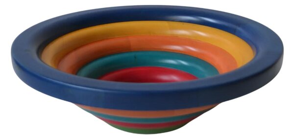 Centrotavola Fruttiera, Insalatiera ARENA Diametro 34xh 11,5 cm con legno massello di tiglio , ogni anello lavorato e tornito singolarmente a mano multicolor
