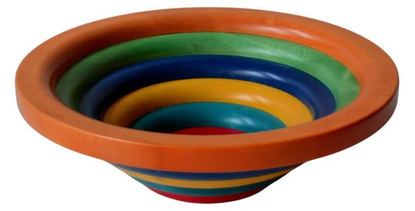 Centrotavola Fruttiera, Insalatiera ARENA � 34xh 11,5 cm con legno massello di tiglio , ogni anello lavorato e tornito singolarmente a mano multicolor