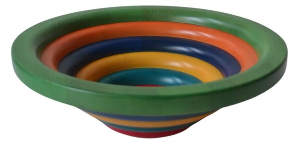 Centrotavola Fruttiera, Insalatiera ARENA � 34xh 11,5 cm con legno massello di tiglio , ogni anello lavorato e tornito singolarmente a mano multicolor