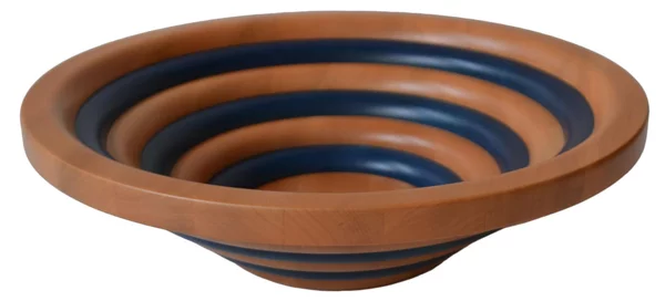 Centrotavola Fruttiera, Insalatiera ARENA Bicolor � 42xh 12 cm con legno massello di tiglio , ogni anello lavorato e tornito singolarmente a mano multicolor
