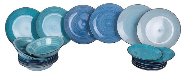 Servizio piatti da 18 pezzi Baita OCEAN in Gres Multicolor dipinto a mano 6 posti tavola diversi