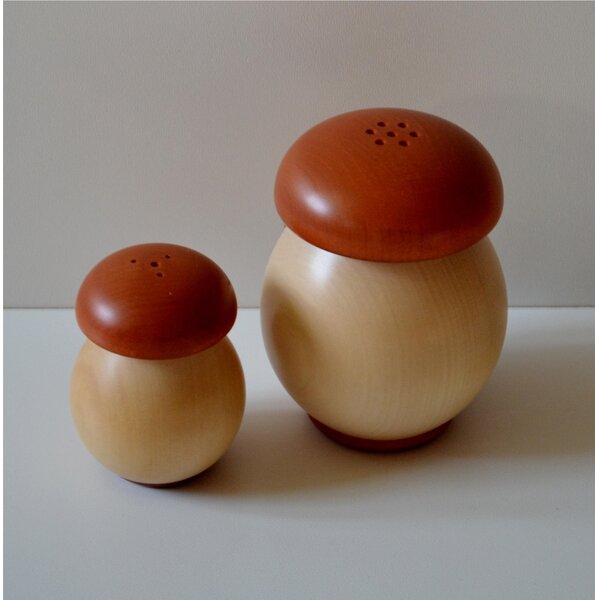 Sale e Pepe coppia in legno di mogano diam. 7,5xh9,7 cm- sale diam. 5,3xh7 cm base colore legno naturale tappo paprika