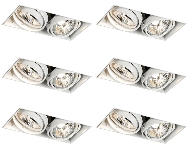 Set di 6 faretti da incasso bianchi GU10 70mm 2-luci senza cornice - Oneon
